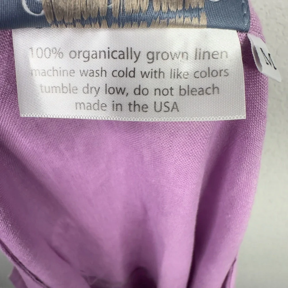 Goddess Gear Dress Womens M Purple Organic Linen Ruffle Shift Minimalist Coastal - Picture 4 of 6
